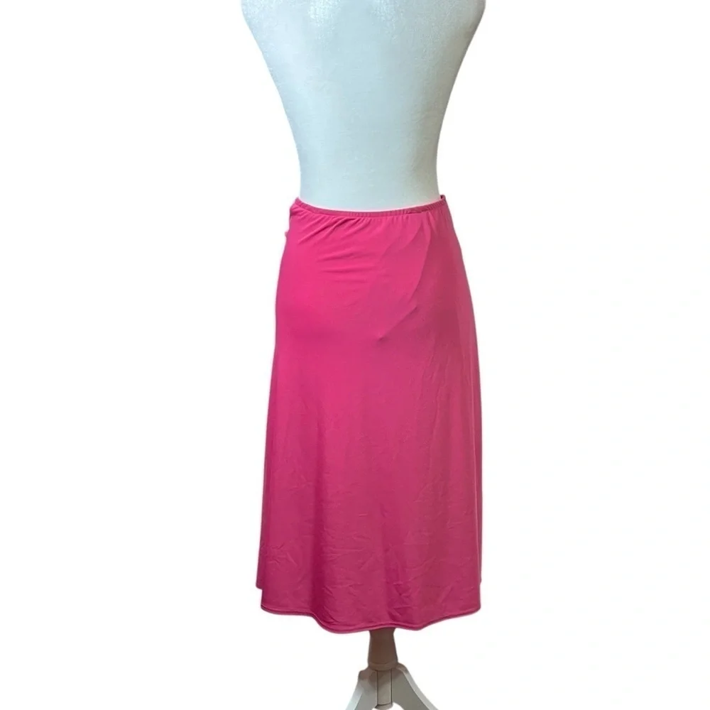 NEW Pull-on Bright Pink Midi Skirt Flowy American Glamour Badgley Mischka Small